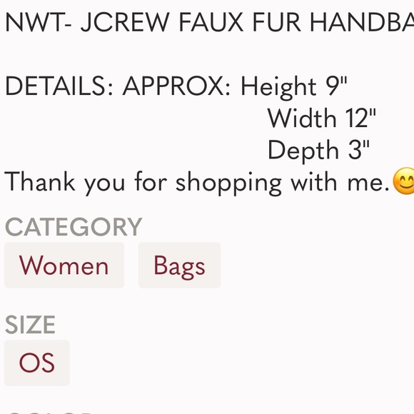 JCREW FAUX FUR HANDBAG - Picture 9 of 9